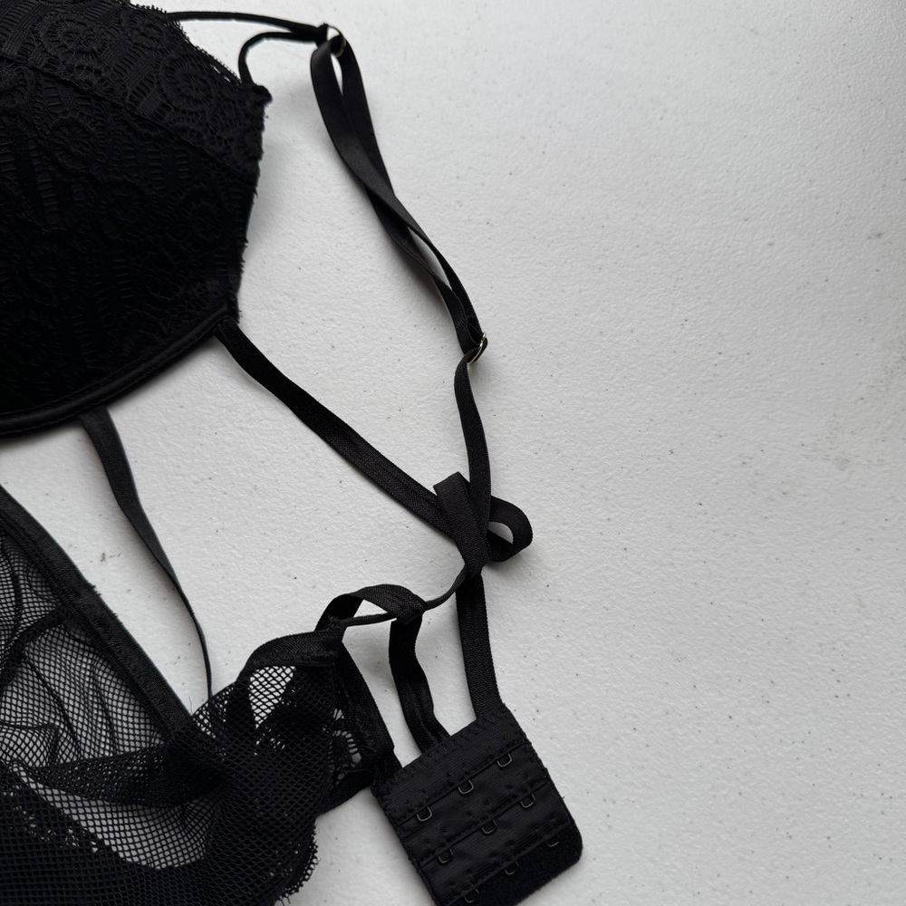 Seven Til Midnight Lingerie Babydoll Women's Size 1X/2X Black Lace Sexy Romantic - Picture 12 of 12